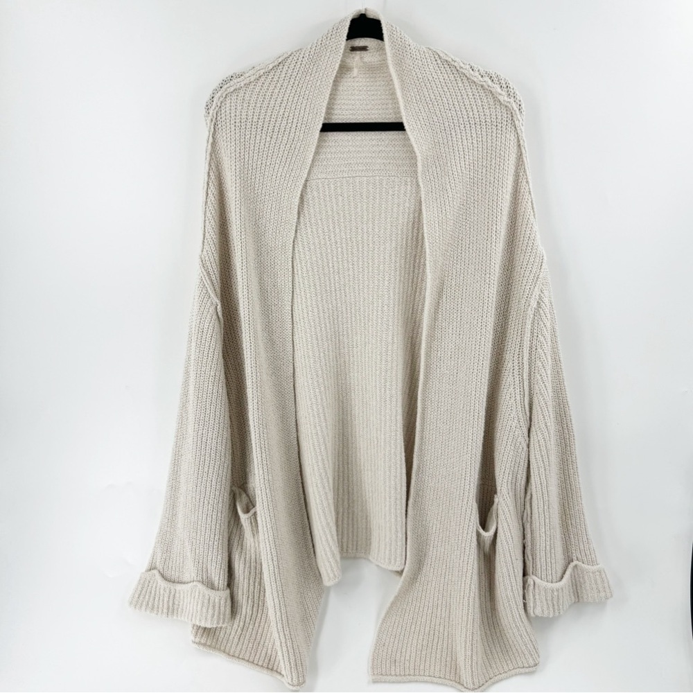 ✅ Free People “Low Tide” Oversized Cable Knit Cardigan CREAM SIZE X-SMALL